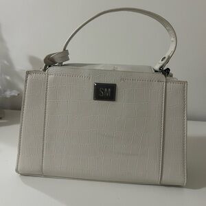 Steve Madden Cream Croc-Embossed Satchel